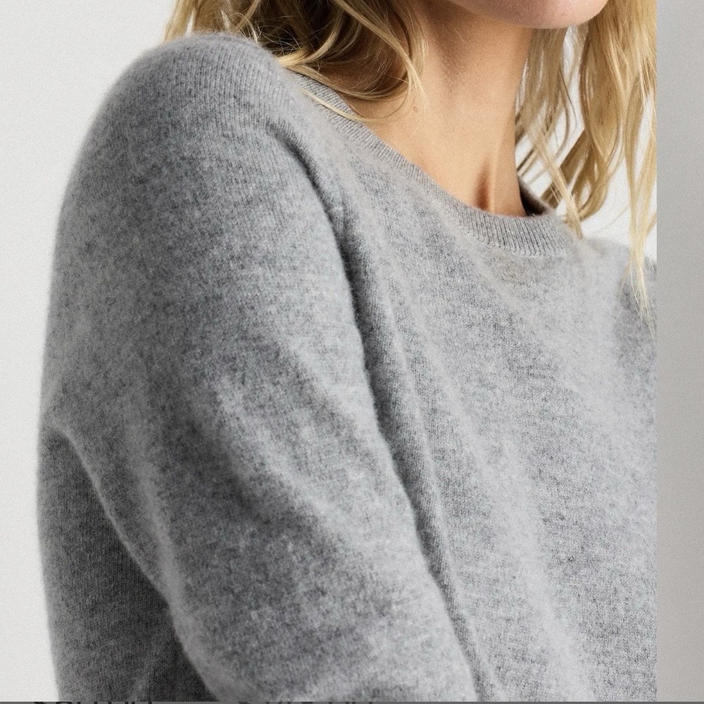 Quince Gray Mongolian Cashmere Crewneck Pullover Sweater Minimalist LARGE - Picture 2 of 13